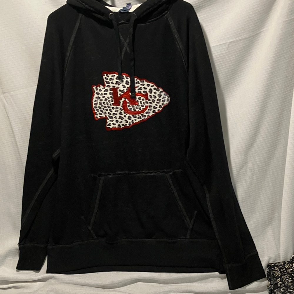 J. America Black Hoodie with Red and White Leopard Logo